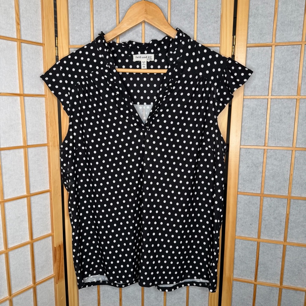 Faith and Joy Black and White Polka Dot Blouse